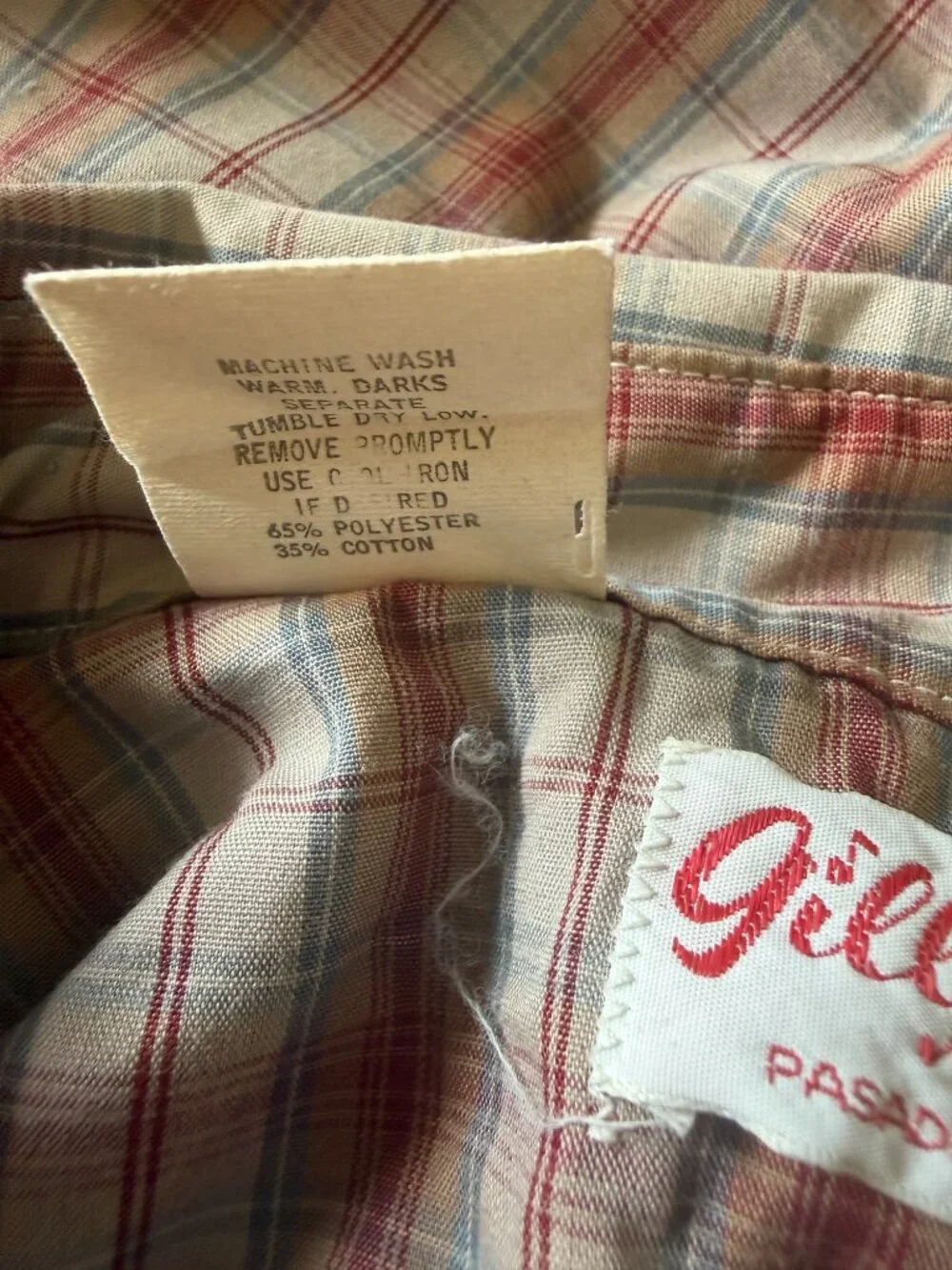 Gilley's vintage plaid western shirt, pearl snap, long sleeve, collared, small - Picture 4 of 6